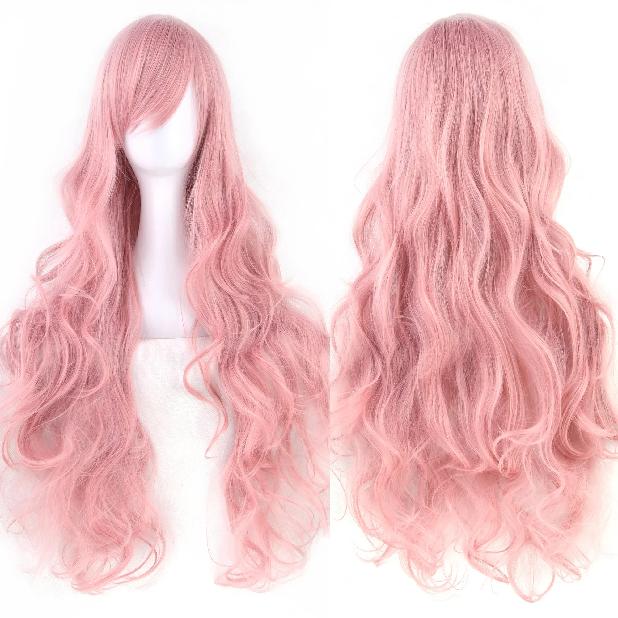 Soowee Curly Long Synthetic Hair Green Wig Hairpiece Pink Black Party Hair Cosplay Wigs for Women thumbnail 4