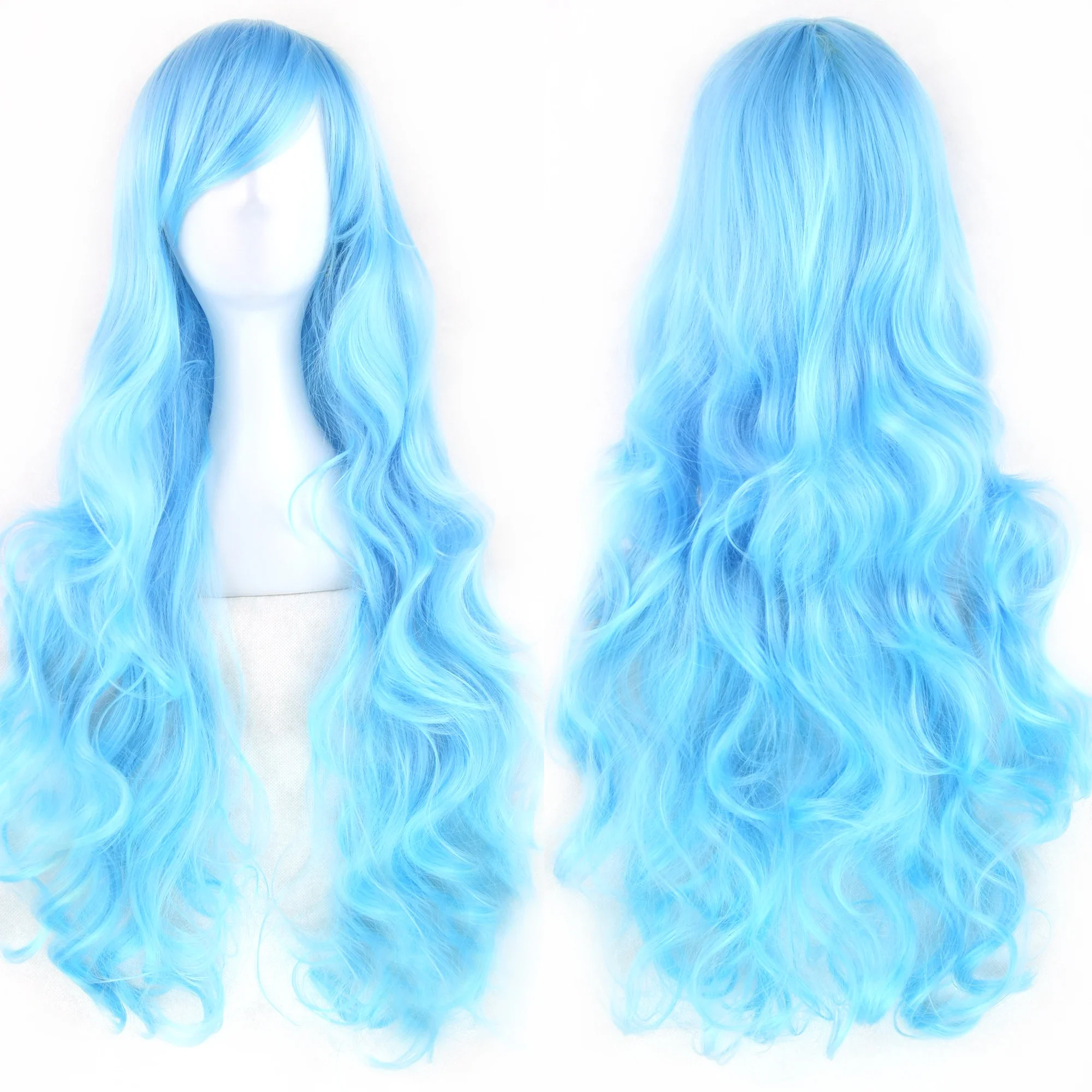 Soowee Curly Long Synthetic Hair Green Wig Hairpiece Pink Black Party Hair Cosplay Wigs for Women thumbnail 6