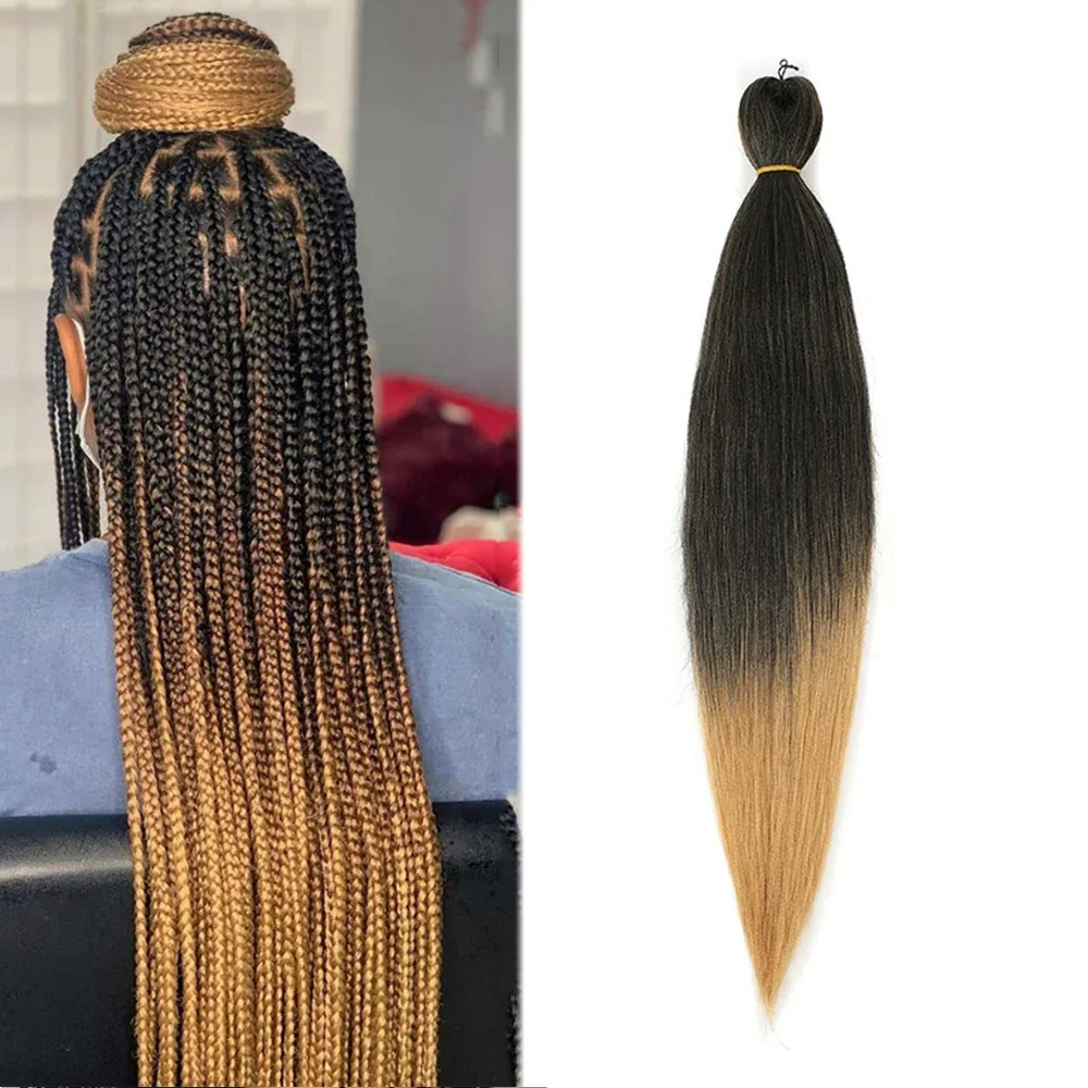 Synthetic Fiber Braiding Hair Ombre Braiding Hair For Women Easy Braid Wholesale 1B# 99j 27# 30# 1B/27 Pre-stretched Braids