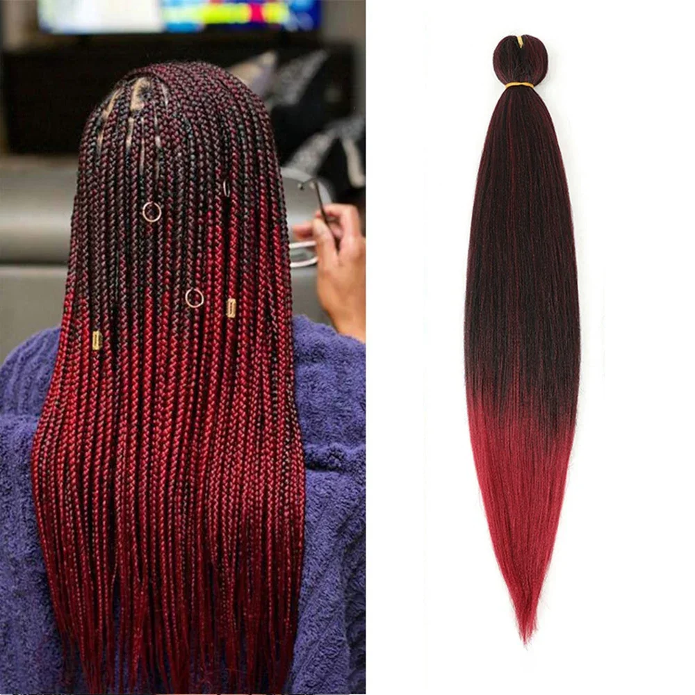 Synthetic Fiber Braiding Hair Ombre Braiding Hair For Women Easy Braid Wholesale 1B# 99j 27# 30# 1B/27 Pre-stretched Braids thumbnail 2