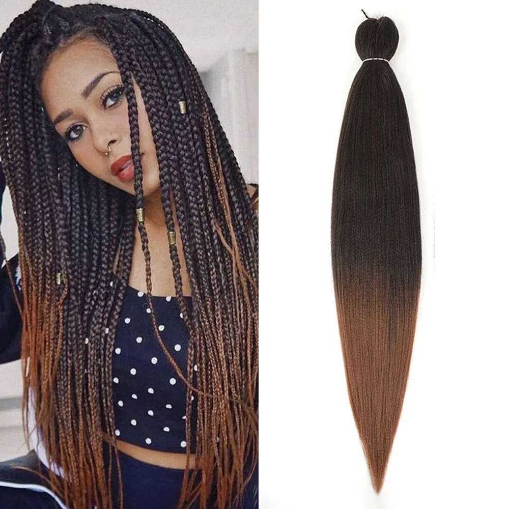 Synthetic Fiber Braiding Hair Ombre Braiding Hair For Women Easy Braid Wholesale 1B# 99j 27# 30# 1B/27 Pre-stretched Braids thumbnail 4