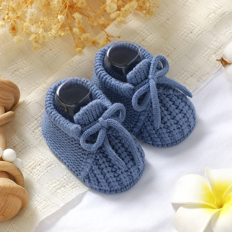 Infant Baby Shoes Knitted Newborn Boys Girl Footwear Fashion Solid Shallow Boots Shallow Kid 0-18M Clothing Accessories Handmade thumbnail 3