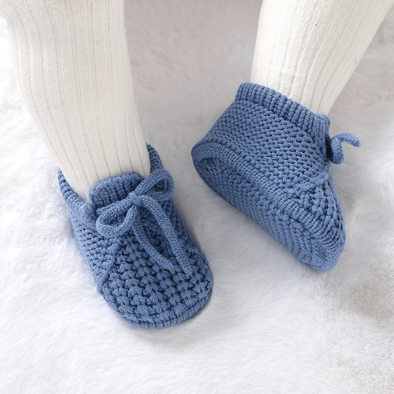 Infant Baby Shoes Knitted Newborn Boys Girl Footwear Fashion Solid Shallow Boots Shallow Kid 0-18M Clothing Accessories Handmade thumbnail 5