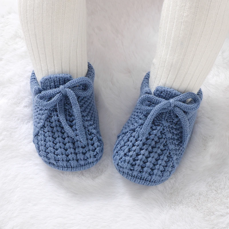 Infant Baby Shoes Knitted Newborn Boys Girl Footwear Fashion Solid Shallow Boots Shallow Kid 0-18M Clothing Accessories Handmade thumbnail 4