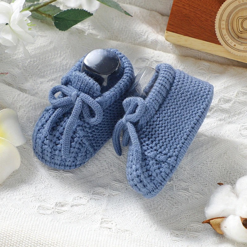 Infant Baby Shoes Knitted Newborn Boys Girl Footwear Fashion Solid Shallow Boots Shallow Kid 0-18M Clothing Accessories Handmade thumbnail 2