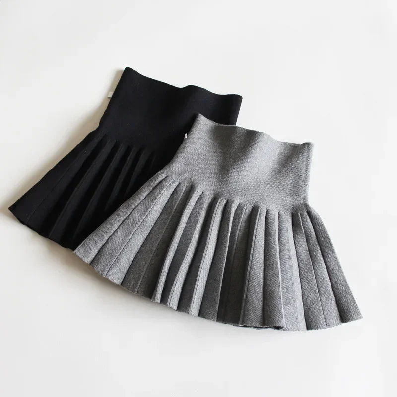 Baby Girls Knit Skirt Autumn Winter Princess Pleated Children School High Waist Mini Tutu Skirts Kids Clothing thumbnail 5