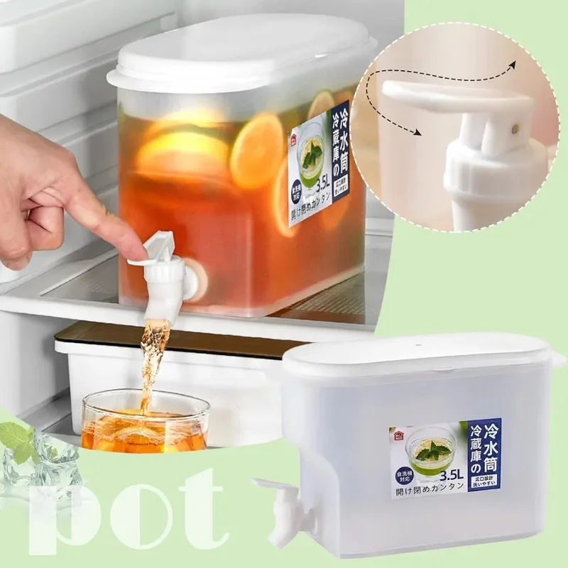 Refrigerator Water Dispenser with Faucet Cover Drinking Water Kettle Cold Bottle Juice Cover Household Beverage Milk Storage thumbnail 6