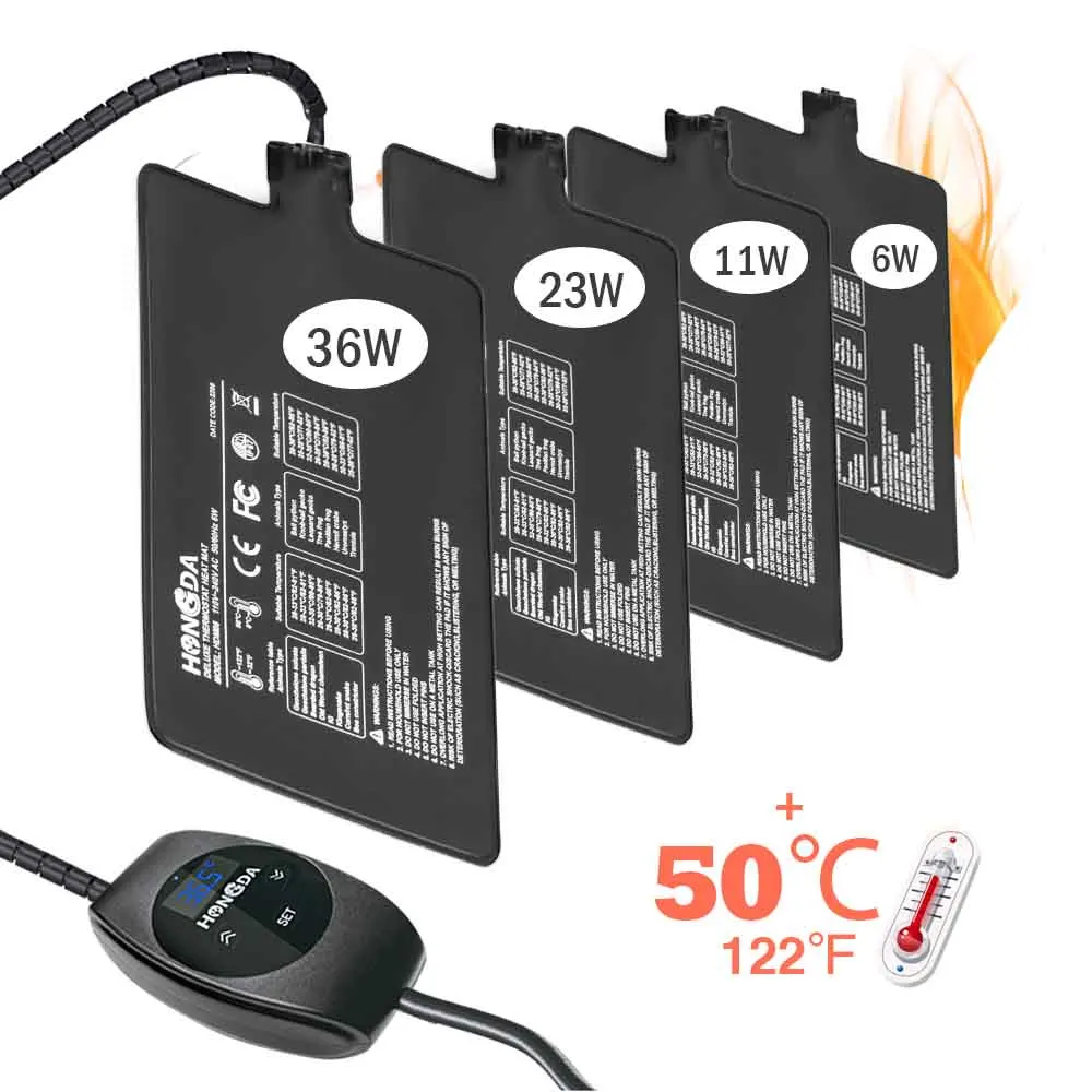 6/11/23/36W PVC Reptile Heating Pad Warmer Heat Mat with Adujustable Thermostat Indoor Garden Plants Seedling Aquarium Terrarium thumbnail 2