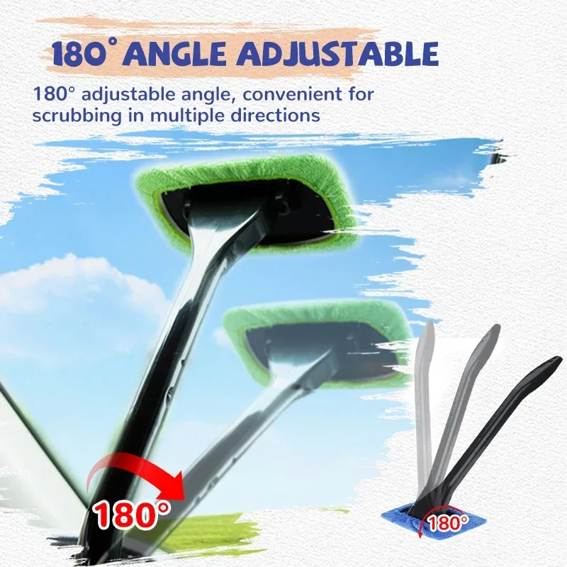 Car Window Cleaner Brush Kit, Windshield Cleaning Wash Tool Glass Wiper with Long Handle, Auto Skylight Towel, Car Accessories thumbnail 2