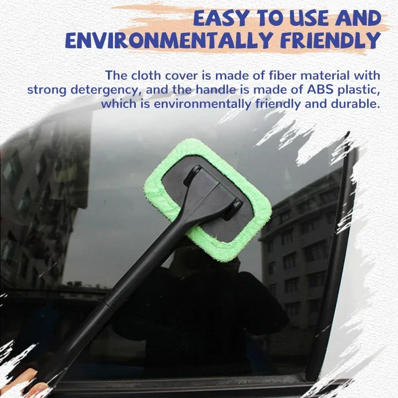 Car Window Cleaner Brush Kit, Windshield Cleaning Wash Tool Glass Wiper with Long Handle, Auto Skylight Towel, Car Accessories thumbnail 3