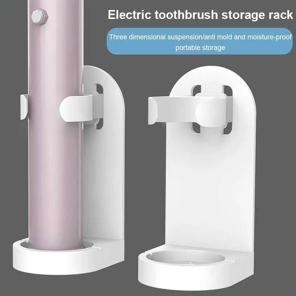 Wall-Mounted Electric Toothbrush Holder Plastic Tooth Hook Razor Rack Storage Space Shelf Bathroom Home Accessories Saving V9P0 thumbnail 2
