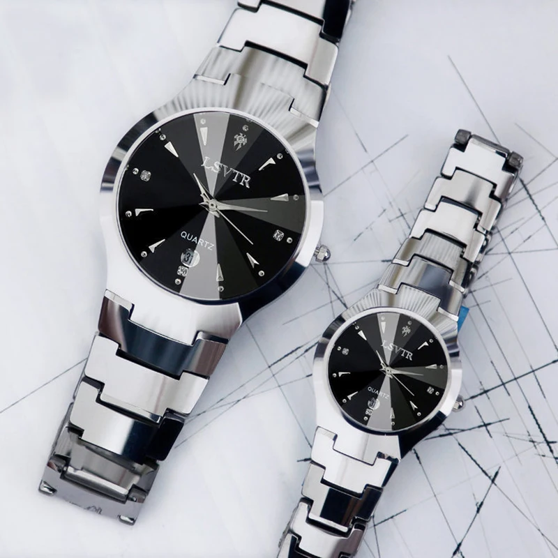YIKAZE Men Women Business Quartz Watches Waterproof Stainless Steel Luxury Wristwatch Calendar Date Lovers Couple Watch Clock thumbnail 5