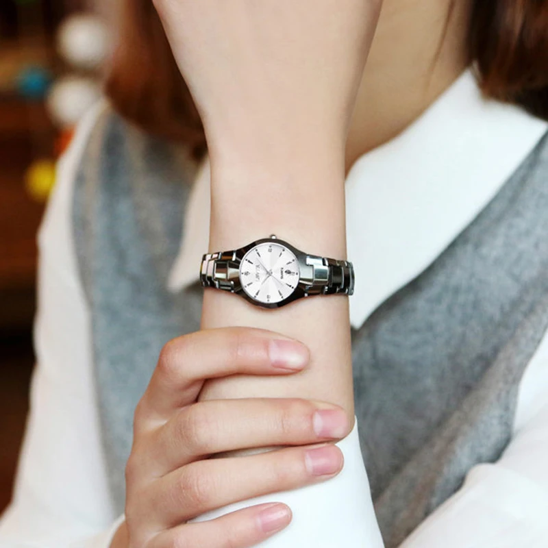 YIKAZE Men Women Business Quartz Watches Waterproof Stainless Steel Luxury Wristwatch Calendar Date Lovers Couple Watch Clock thumbnail 3