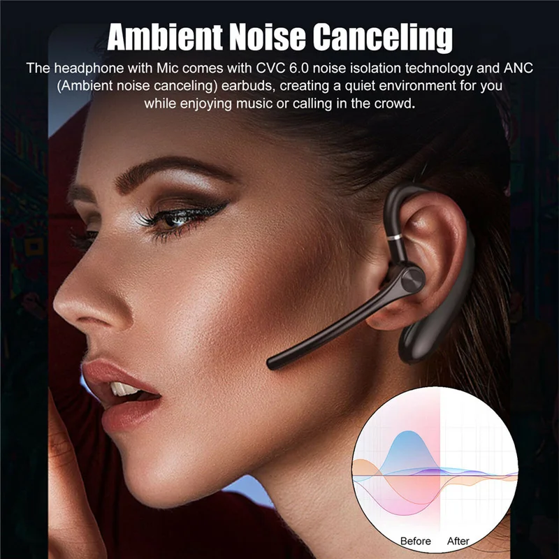 Wireless Headphones With Microphone Bluetooth Earphones ENC Noise Cancelling Hands-free Headset Busines Auriculares Driving thumbnail 3