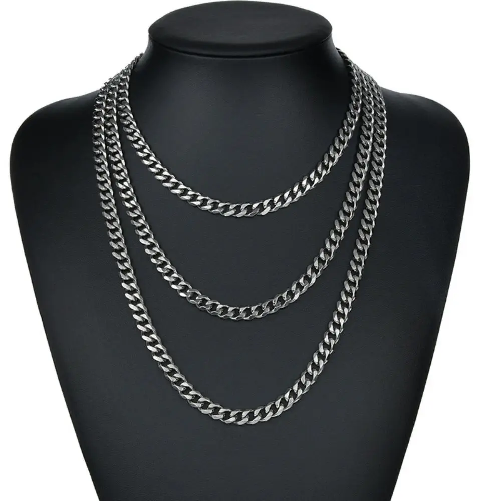 Simple Stainless Steel Cuban Chain Necklace for Men Gold Silver Color Metal Chain On The Neck Choker Jewelry Party Male DIY Gift thumbnail 4