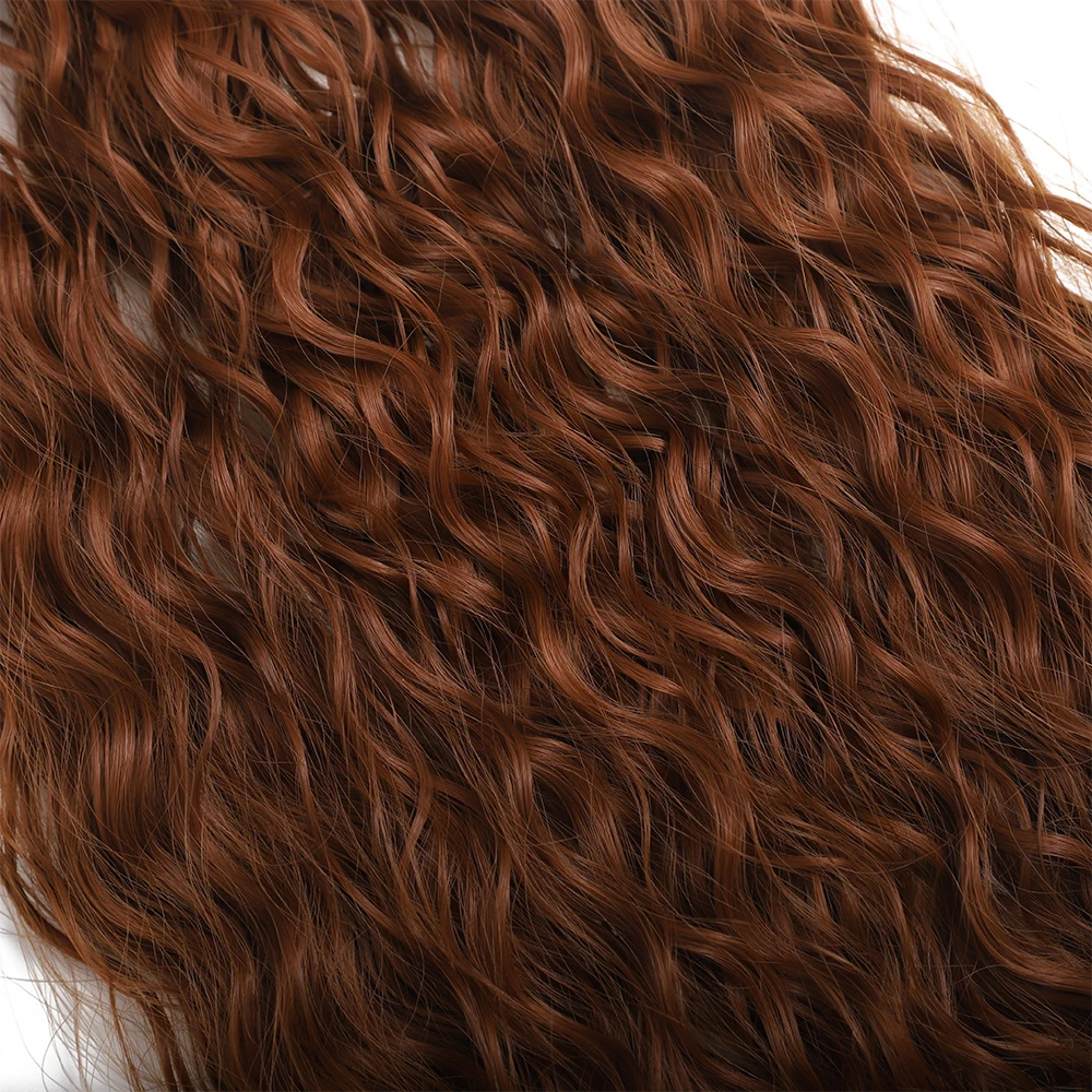 Synthetic Curly Hair Bundles Water Wave Hair Extension 1PCS/Pack 50g red-orange Color Gold Heat Resistant Fiber Kinky Curly Hair thumbnail 3