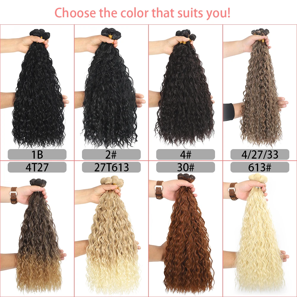 Synthetic Curly Hair Bundles Water Wave Hair Extension 1PCS/Pack 50g red-orange Color Gold Heat Resistant Fiber Kinky Curly Hair thumbnail 4
