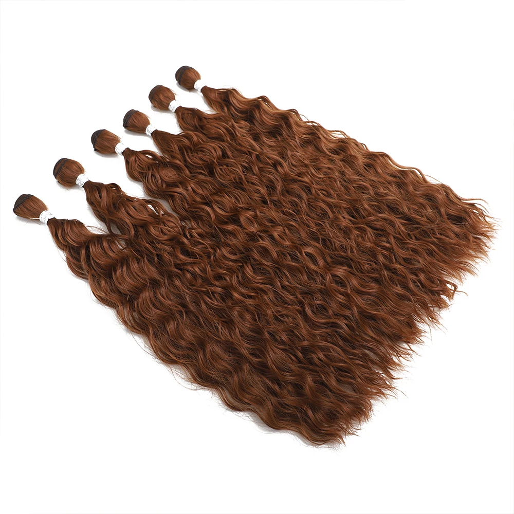 Synthetic Curly Hair Bundles Water Wave Hair Extension 1PCS/Pack 50g red-orange Color Gold Heat Resistant Fiber Kinky Curly Hair thumbnail 6