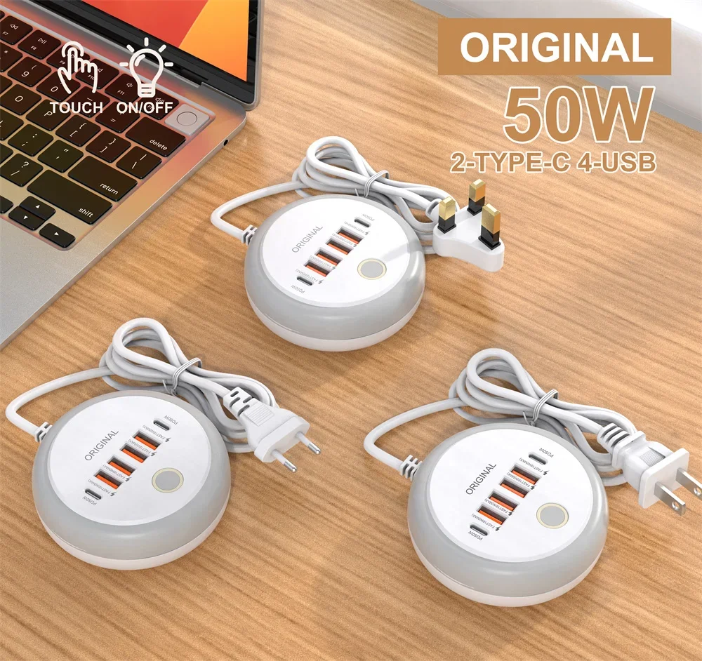 50W Power Strip Multi Port USB C Socket Type C Fast Charging Wall Charger USB Adapter For iPhone12 13 Quick Mobile Phone Charger thumbnail 2