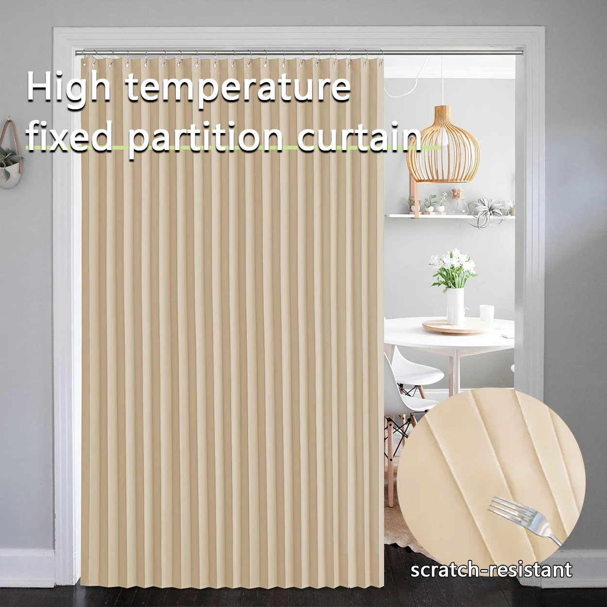 1Panel, Bedroom Room Divider Privacy Curtain, Dining Room Kitchen Folding Curtain, Accordion Door Curtain, Wardrobe Bookcase Decorative Curtain thumbnail 4