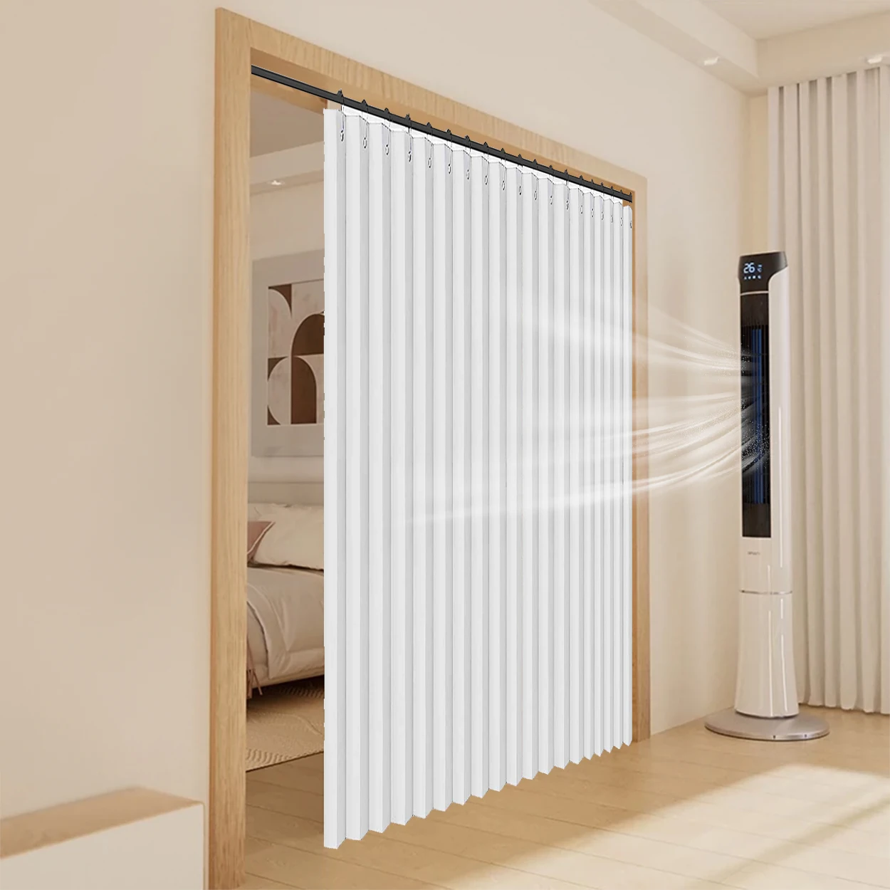 1Panel, Bedroom Room Divider Privacy Curtain, Dining Room Kitchen Folding Curtain, Accordion Door Curtain, Wardrobe Bookcase Decorative Curtain thumbnail 3