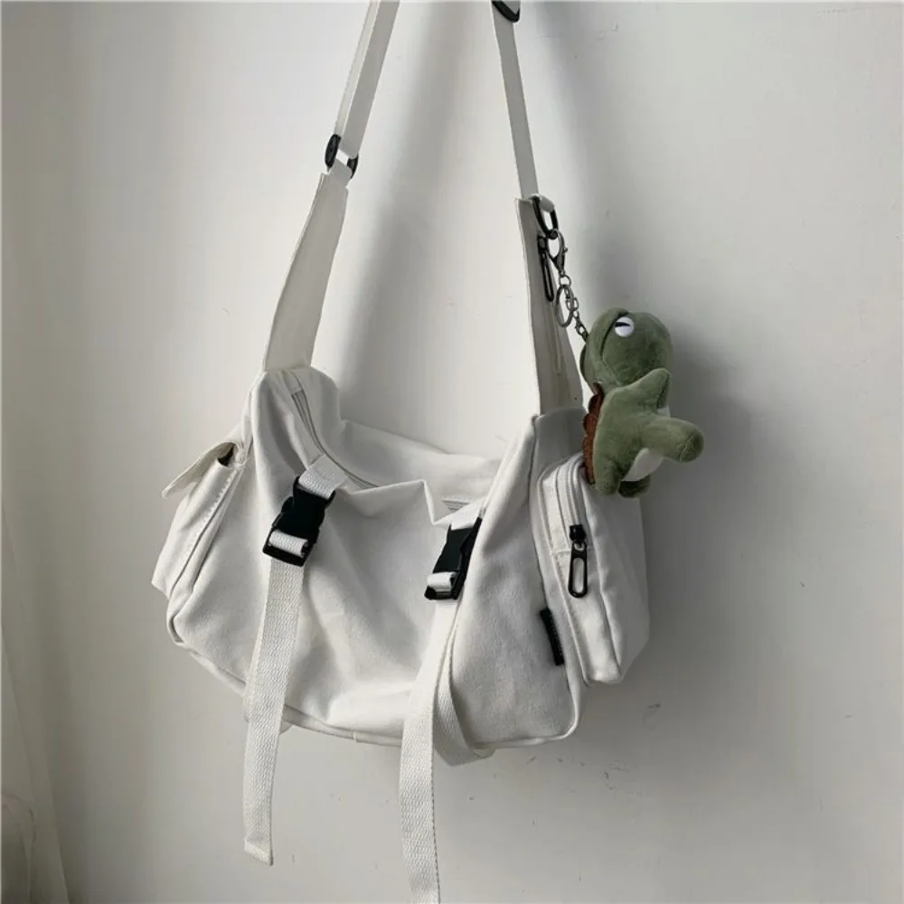 Fashion Black Crossbody Bags Large Capacity Pockets Canvas Tote Nylon Retro Cross-body Bag Zipper Unisex Style Crossbody Bags thumbnail 4