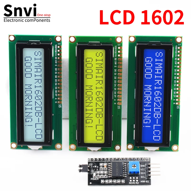 Snvi LCD1602 1602A LCD Display Module 16x2 Character Blue Yellow Green Gray Screen PCF8574 I2C IIC Interface 5V for Arduino