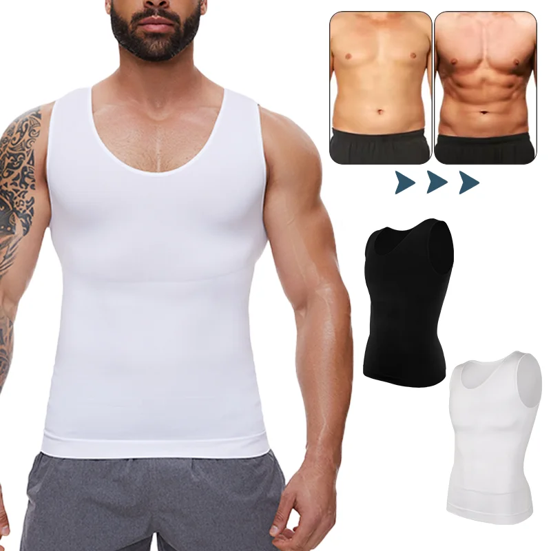 Men Body Shaper Slimming Compression Vest Undershirt Sexy Waist Trainer Tank Top Belly Control Workout Weight Loss Shapewear thumbnail 4