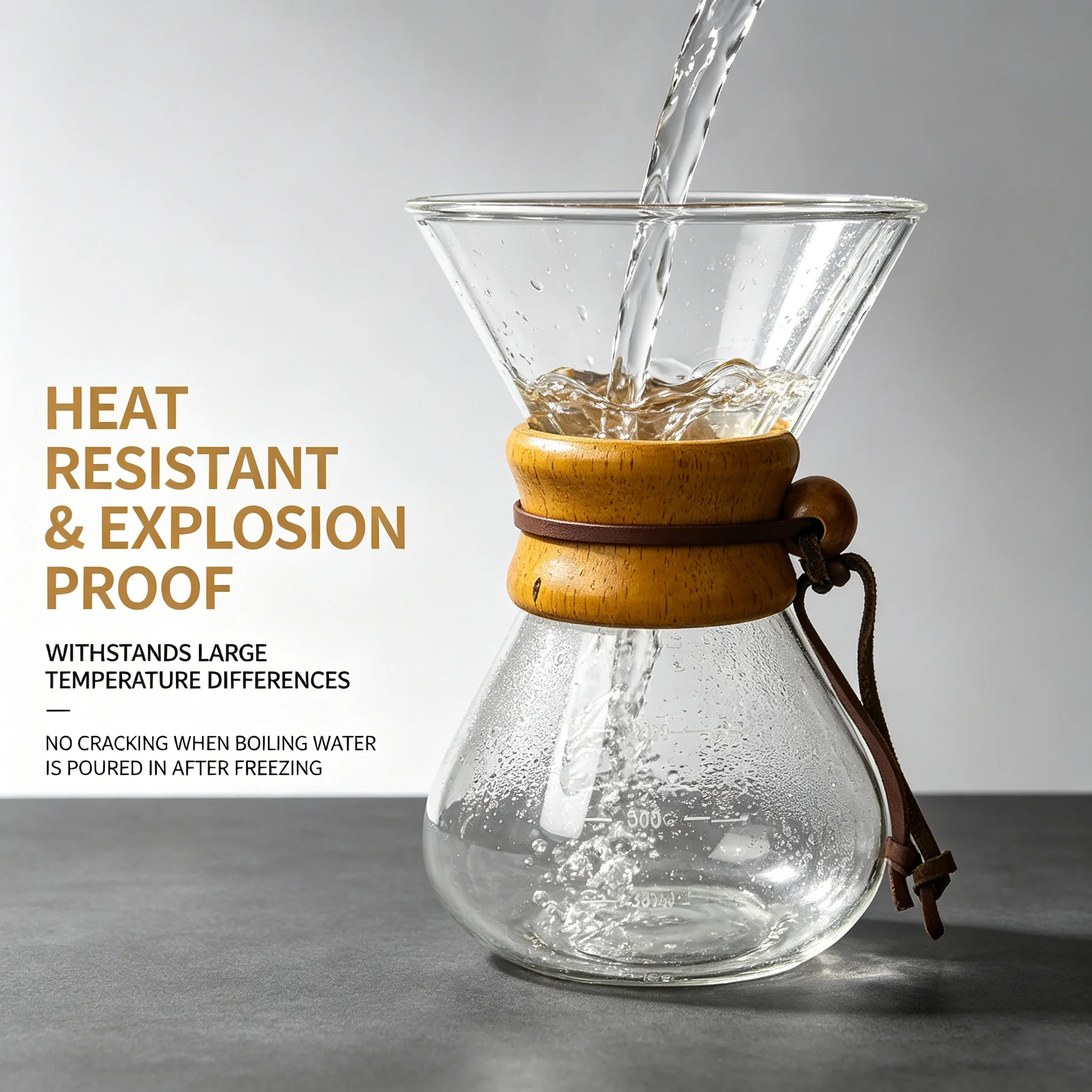 Glass Coffee Pot Drip Brewing Integrated 400ml/600ml Hand Brewed Filter Cup Pour Over Coffee Maker for Home Office Use thumbnail 3
