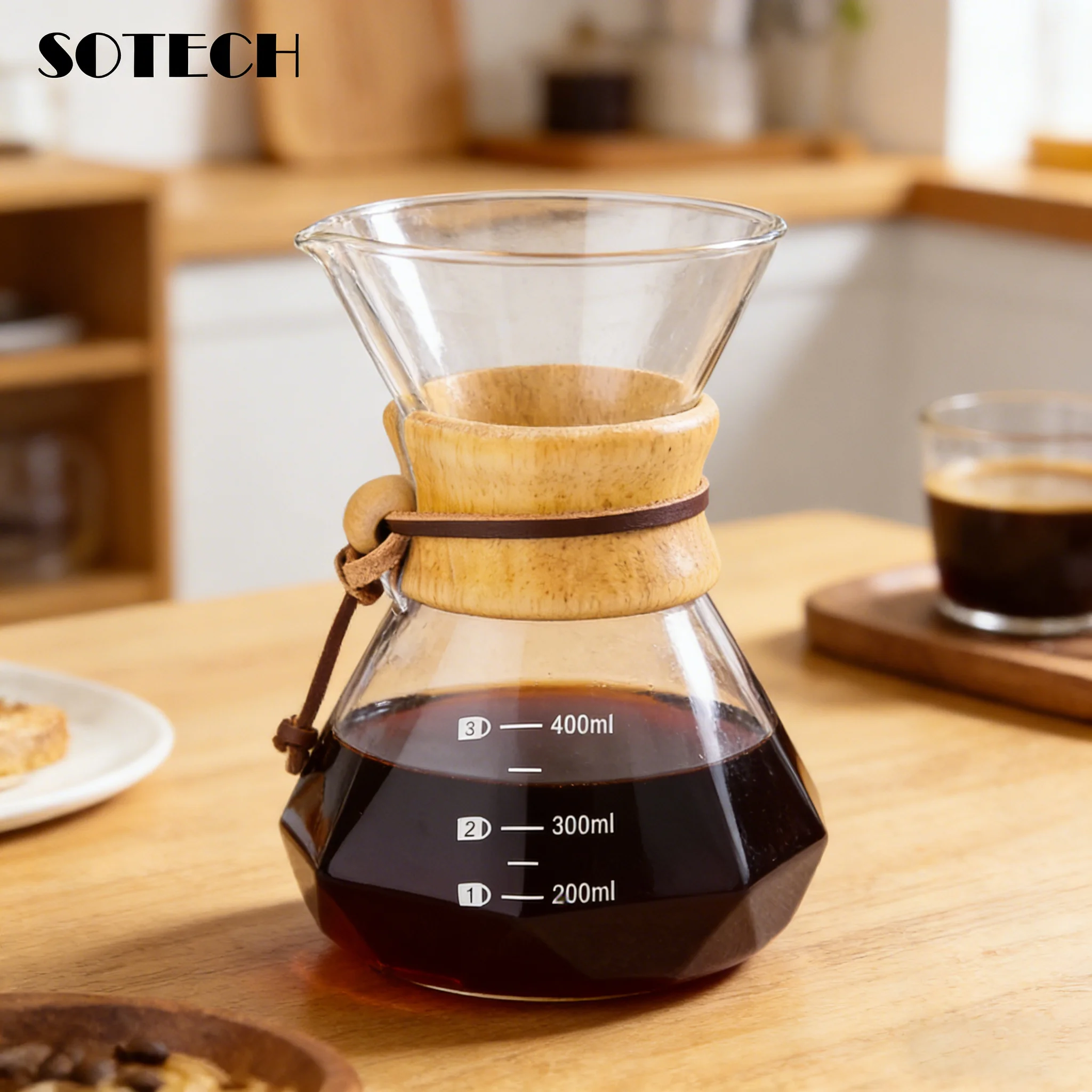 Glass Coffee Pot Drip Brewing Integrated 400ml/600ml Hand Brewed Filter Cup Pour Over Coffee Maker for Home Office Use