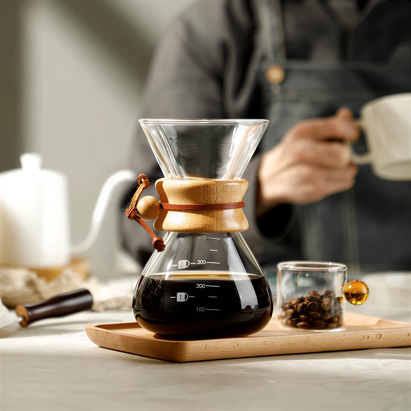 Glass Coffee Pot Drip Brewing Integrated 400ml/600ml Hand Brewed Filter Cup Pour Over Coffee Maker for Home Office Use thumbnail 4