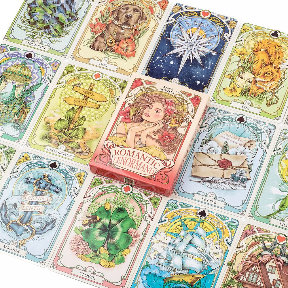 37Pcs Cards Romatic Lenormand Tarot Deck Full English Version Oracles Deck For Girl Board Games 10.2*7.2Cm thumbnail 6