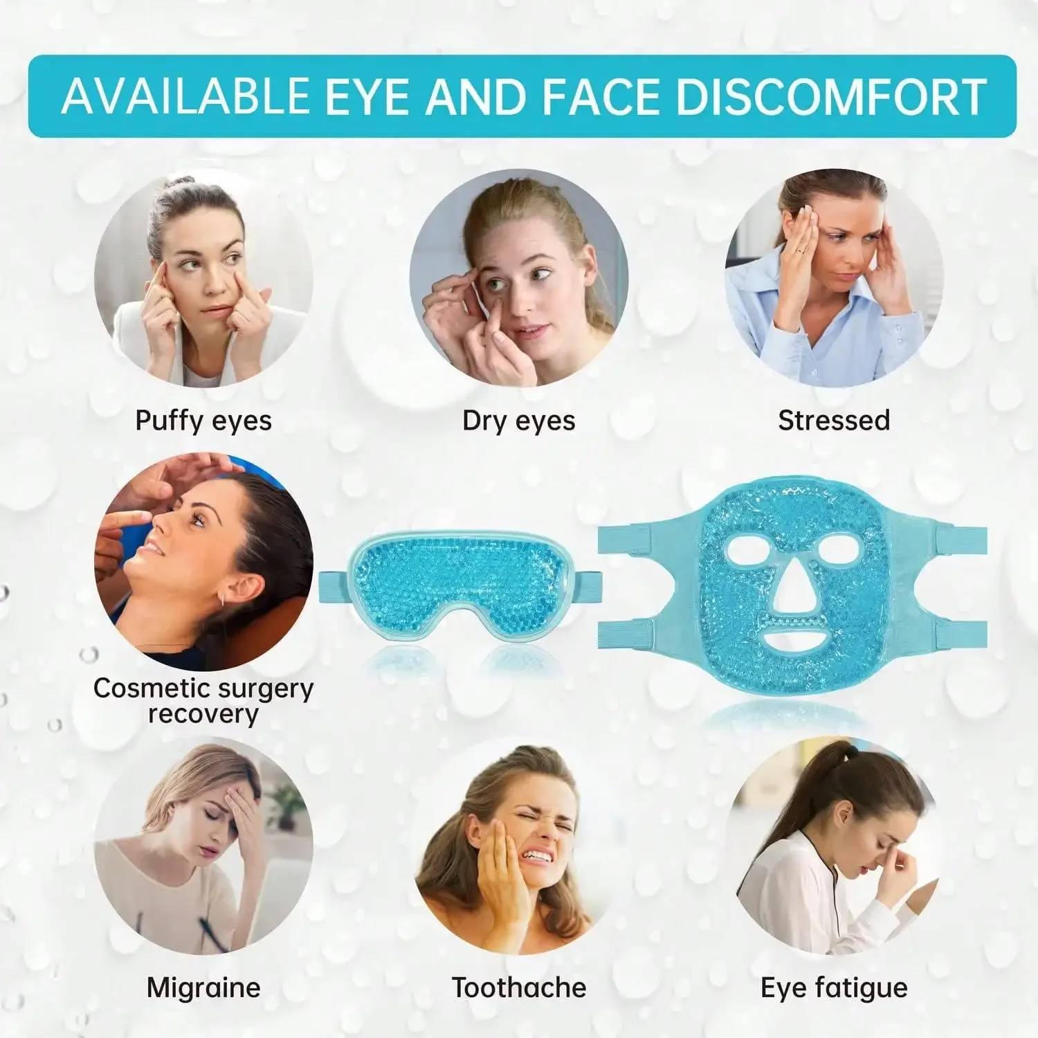 Gel Cooling Ice Face Eye Mask Facial Mask Hot Cold Compress Pack Gel Beads Cold Face Eye Mask Ice Pack,Compress Sleeping FaceSPA thumbnail 4