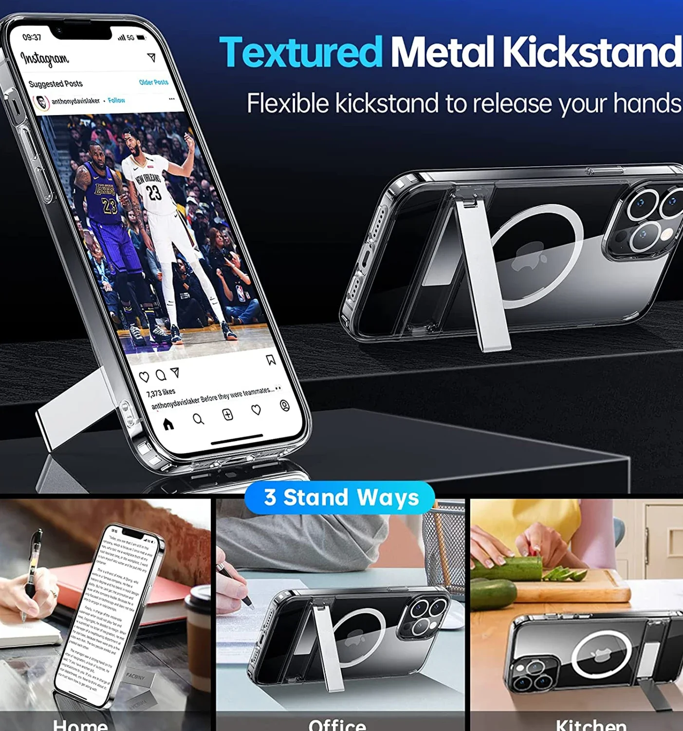 Clear Magnetic Phone Case with Kickstand for iPhone 17 Pro Max Air 16 15 14 Plus 13 12 11 Mini for Wireless Charging Back Cover thumbnail 5