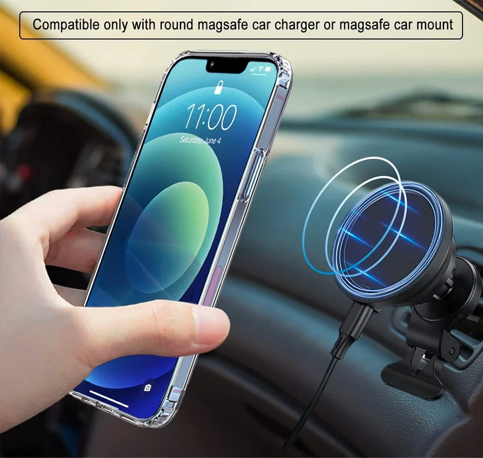 Clear Magnetic Phone Case with Kickstand for iPhone 17 Pro Max Air 16 15 14 Plus 13 12 11 Mini for Wireless Charging Back Cover thumbnail 6