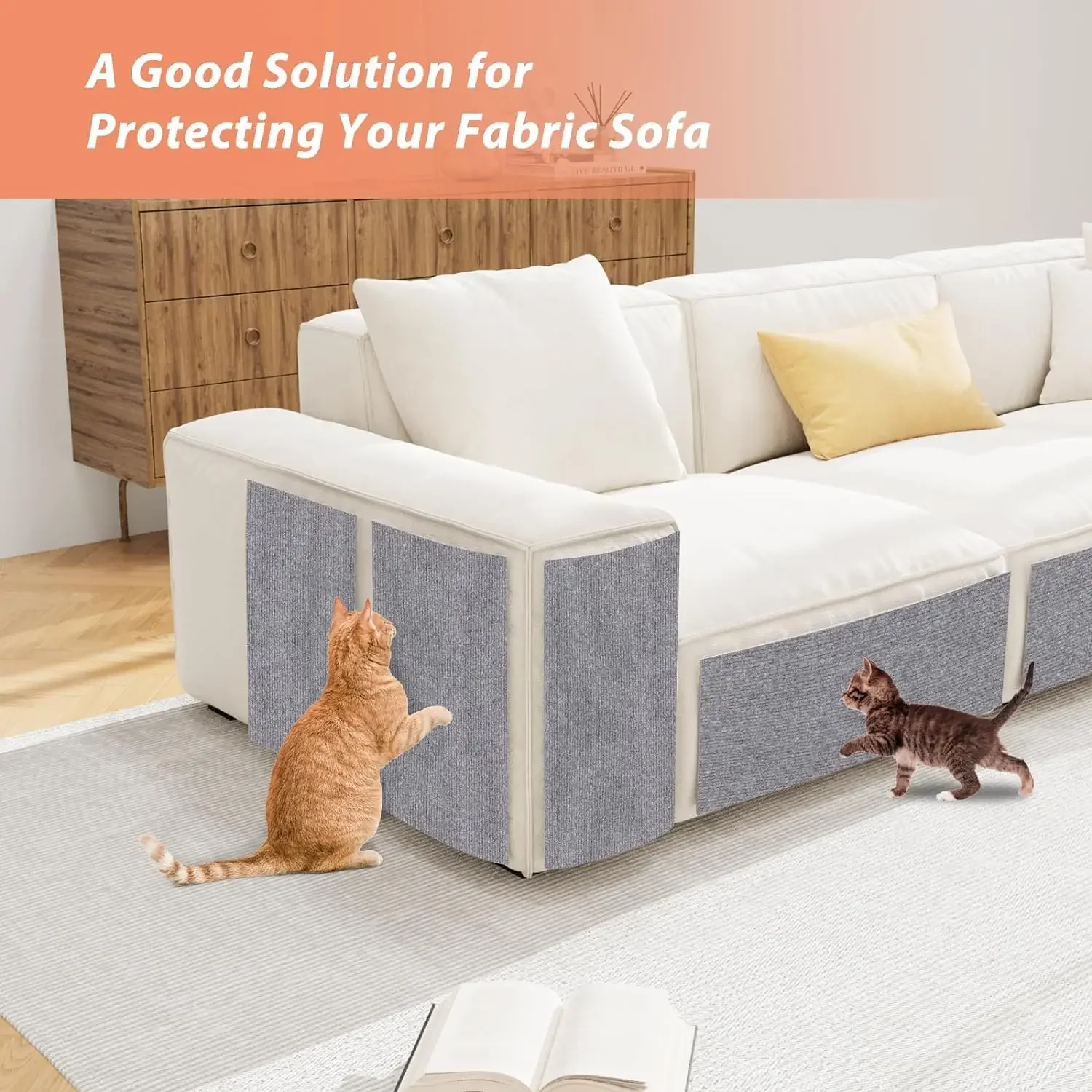 Cat Scratch Protector with Selfadhesive Freeform Cutting Carpet Mat Cat Scratch Protection Furniture Pet Training Sofa Protector thumbnail 2