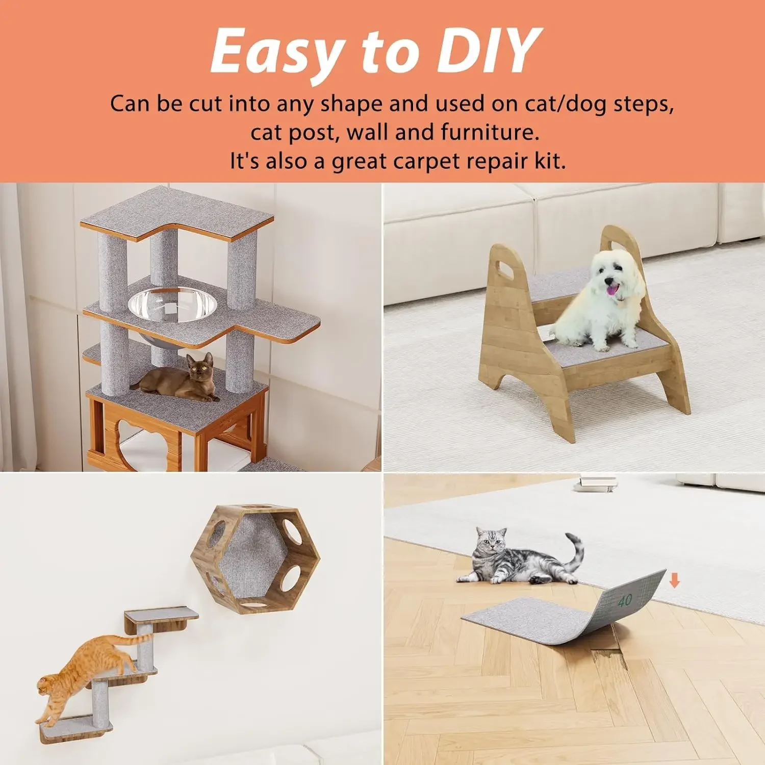 Cat Scratch Protector with Selfadhesive Freeform Cutting Carpet Mat Cat Scratch Protection Furniture Pet Training Sofa Protector thumbnail 3