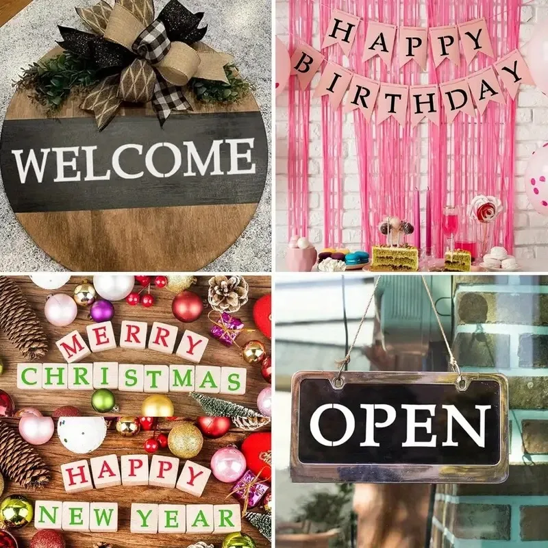 36pcs Alphabet Template Numbers Art Craft Templates Reusable Plastic Word Stickers DIY Painting Word Templates Multiple Sizes thumbnail 4
