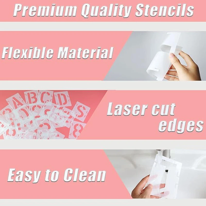 42pcs Interlocking Letter Stencils Set,  Reusable Templates for Art Supplies, Painting on Wood, Canvas, Rock, Wall, Fabric,DIY thumbnail 2