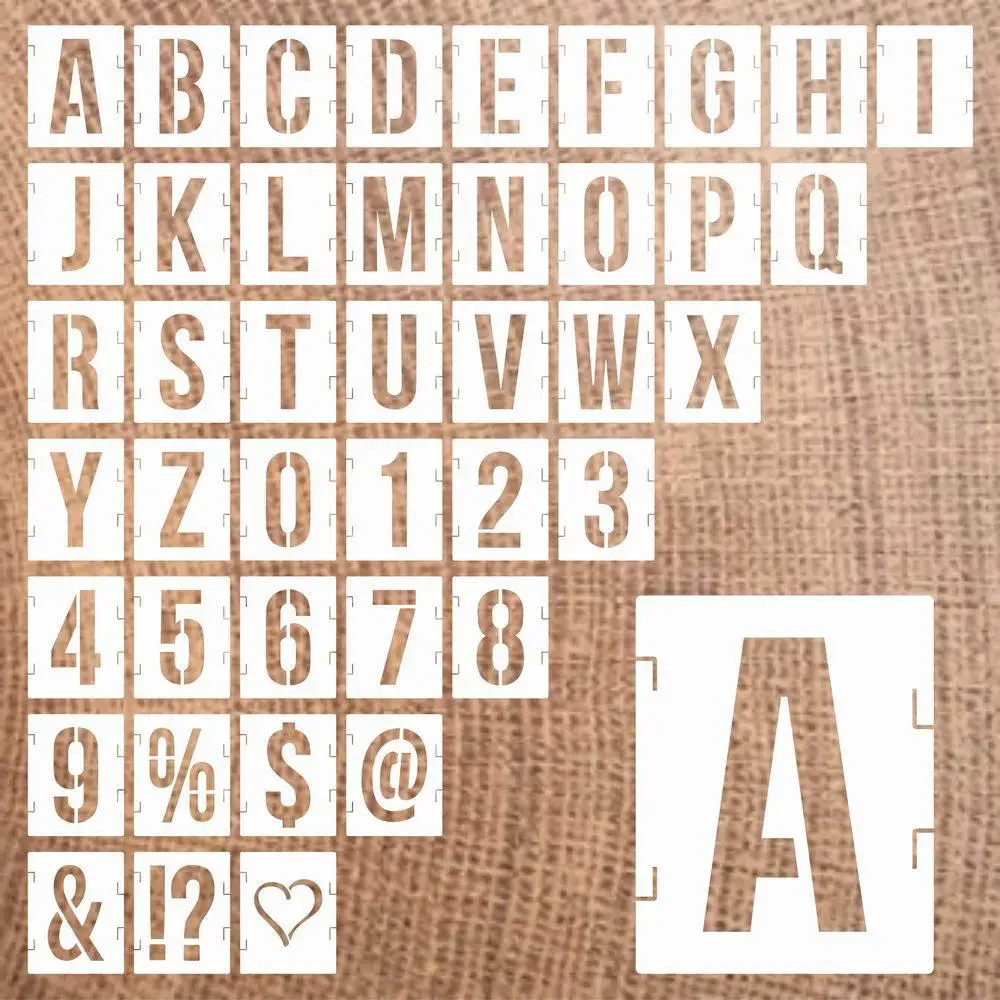 42pcs Interlocking Letter Stencils Set,  Reusable Templates for Art Supplies, Painting on Wood, Canvas, Rock, Wall, Fabric,DIY thumbnail 6