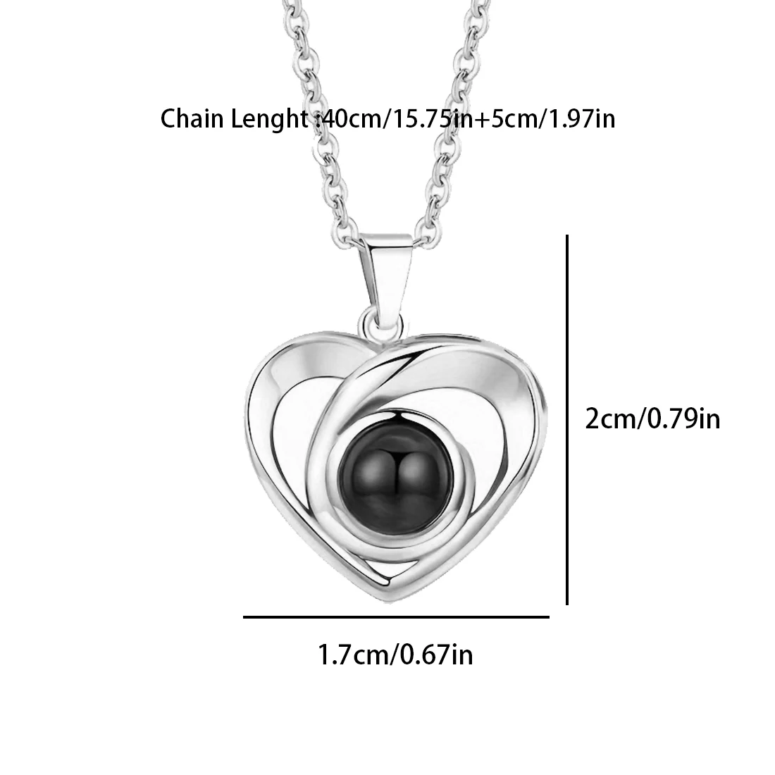 Custom Color Photo Projection Necklace Simple Love Heart Copper Pendant Titanium Steel Chain Girlfriend Mom Wife Festival Gifts thumbnail 4