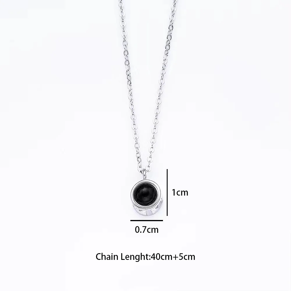Custom Color Photo Projection Necklace Simple Copper Pendant Titanium Steel Chain Girlfriend Mom Friends Festival Romantic Gifts thumbnail 2