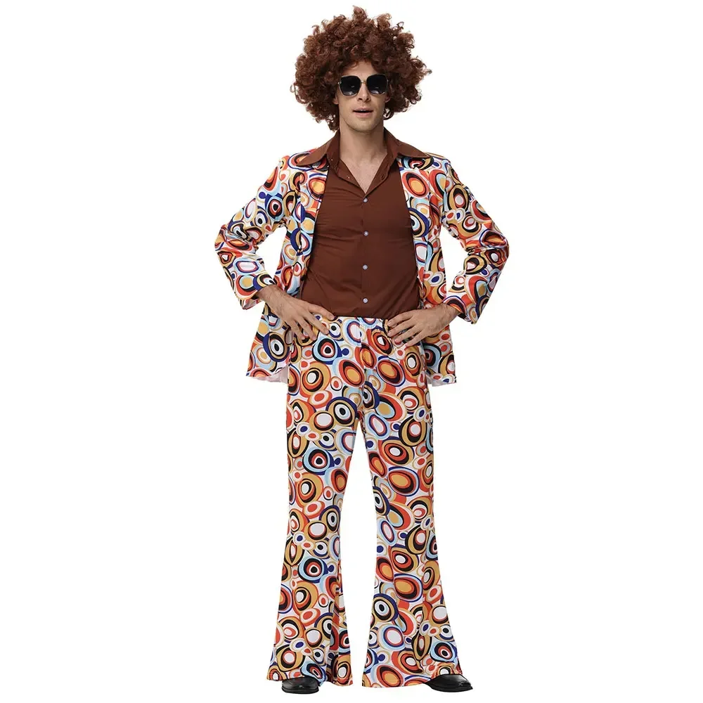 Men Women Retro 70s 80s Hippie Costume Disco Rock Hip-Hop for Cosplay Couples Purim Halloween Party Fantasia Dress Up thumbnail 5