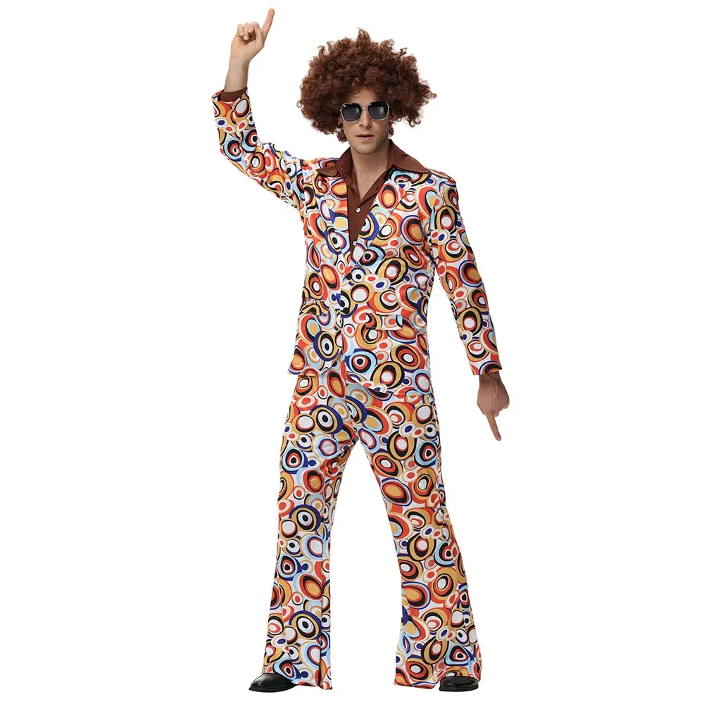 Men Women Retro 70s 80s Hippie Costume Disco Rock Hip-Hop for Cosplay Couples Purim Halloween Party Fantasia Dress Up thumbnail 2