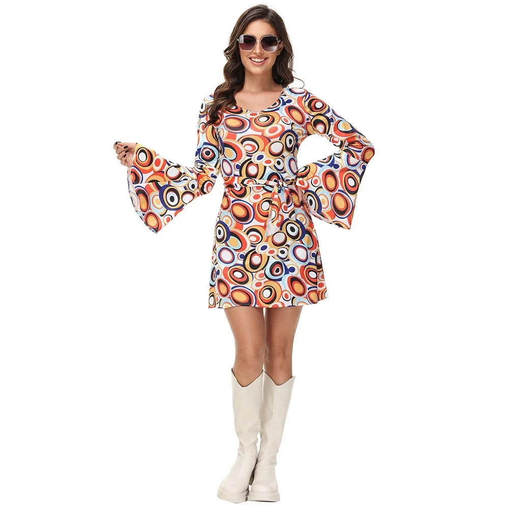 Men Women Retro 70s 80s Hippie Costume Disco Rock Hip-Hop for Cosplay Couples Purim Halloween Party Fantasia Dress Up thumbnail 4