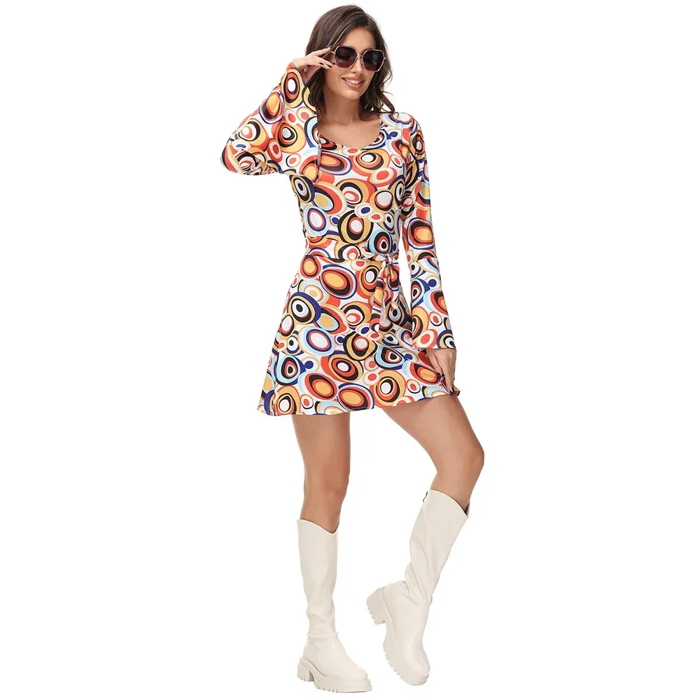 Men Women Retro 70s 80s Hippie Costume Disco Rock Hip-Hop for Cosplay Couples Purim Halloween Party Fantasia Dress Up thumbnail 3