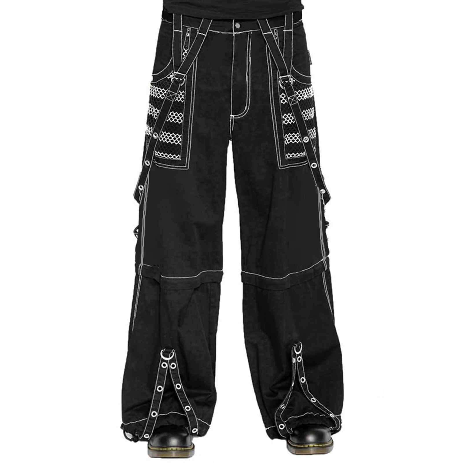 Women Fall Winter Cargo Jeans Striped Zipper Button Closure Loose Casual Trousers Streetwear with Pockets thumbnail 5