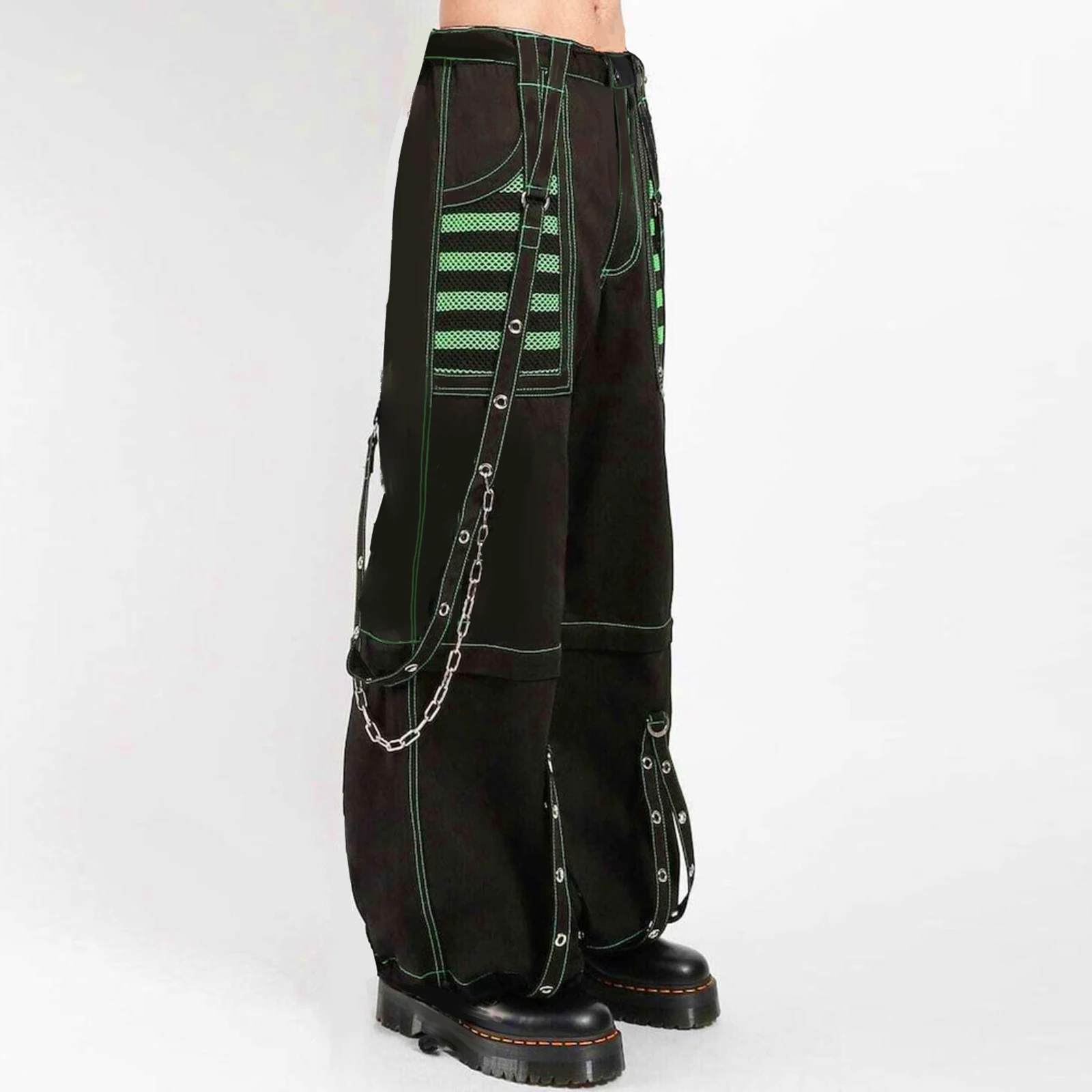Women Fall Winter Cargo Jeans Striped Zipper Button Closure Loose Casual Trousers Streetwear with Pockets thumbnail 4