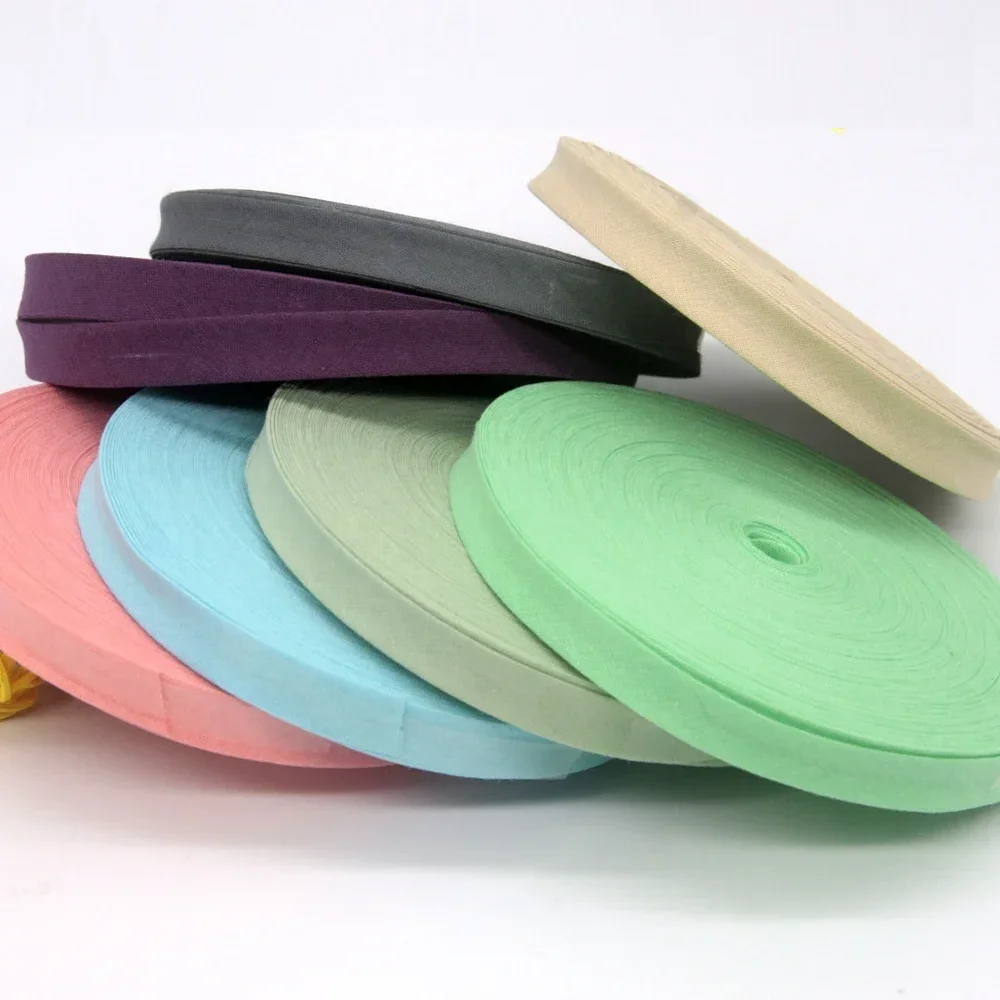12mm(1/2") Narrow Ironed Single Folded Cotton Solid Color Bias Binding Tape Diy Ribbon Garment Quilt Craft Sewing Accessories thumbnail 2