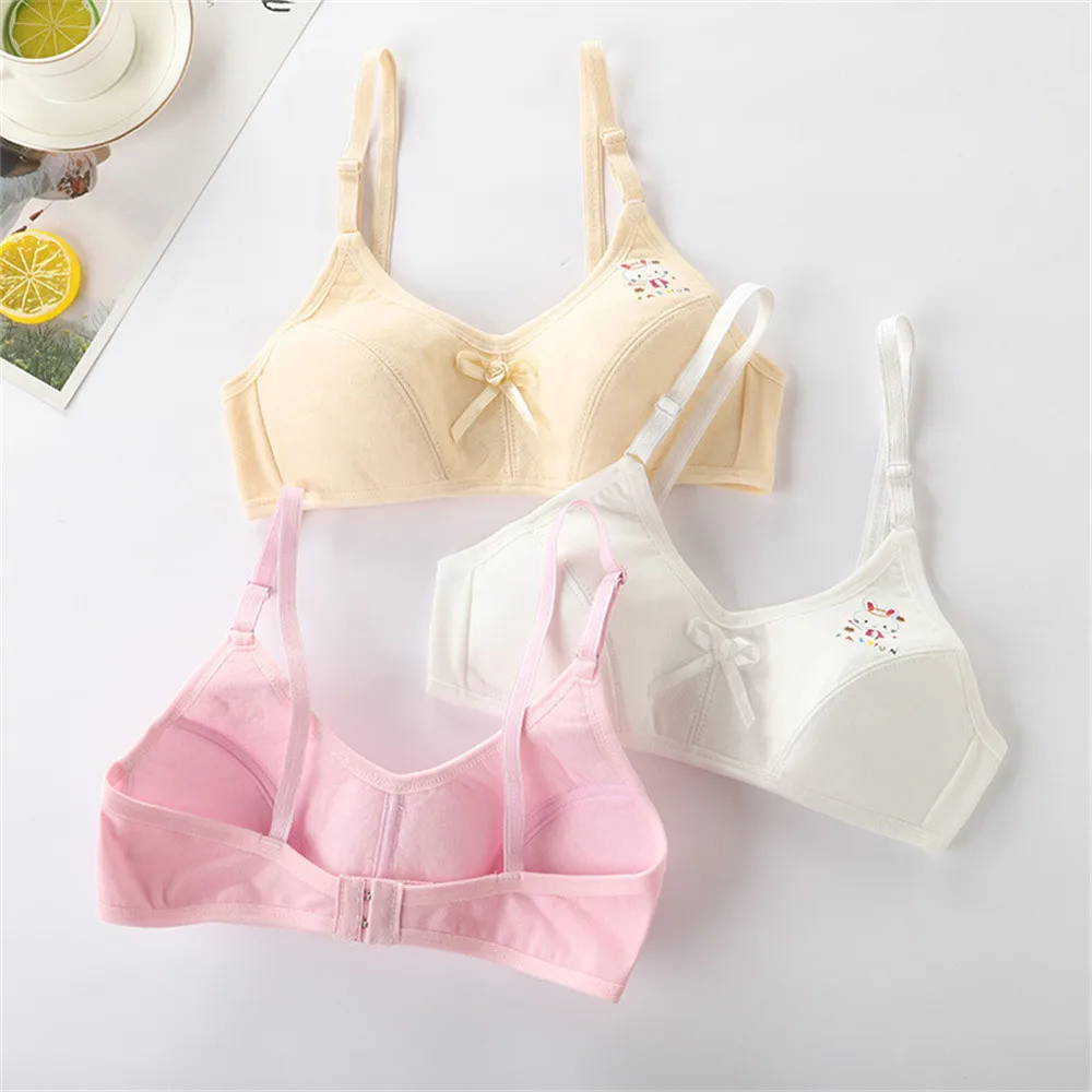 （(9-16Y)）Soft Baby Bra Kids Training Bra Girls Sport Bra Double-layer Teenage Underwear thumbnail 4